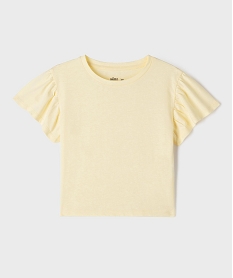 GEMO Tee-shirt manches courtes volantées fille Jaune