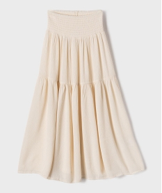 GEMO Jupe longue fluide en crêpe froissée fille Beige