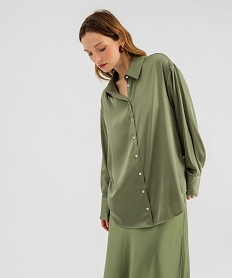 GEMO Chemise en satin femme Vert