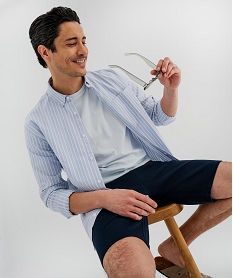 GEMO Bermuda en maille piquée coupe ample homme Bleu