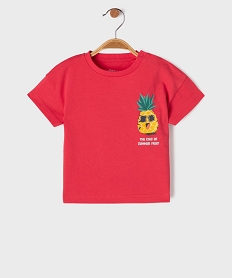 GEMO Tee-shirt manches courtes en jersey de coton imprimé devant et dos bébé garçon Rouge