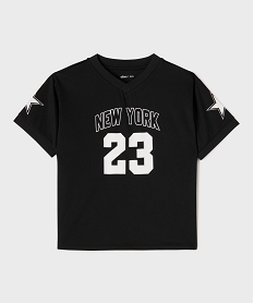 GEMO Tee-shirt de sport imprimé à manches courtes fille noir standard