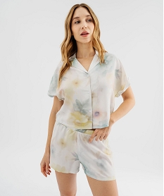 GEMO Haut de pyjama façon chemisier femme Bleu