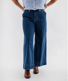 GEMO Jean wide leg taille haute femme grande taille Bleu