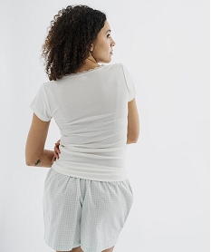 haut de pyjama en maille cotelee femme blanc standard hauts de pyjamaL091901_3