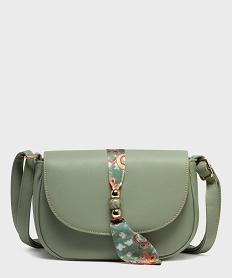 GEMO Sac besace demi-lune à détail foulard femme Vert