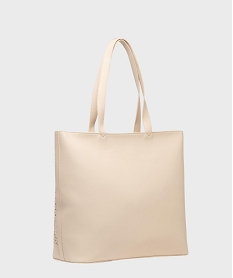 GEMO Sac cabas grand format ajouré femme Beige