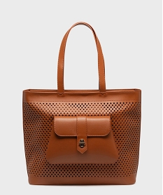 GEMO Sac cabas grand format ajouré femme Brun