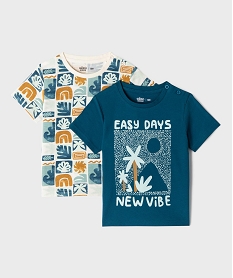 GEMO Tee-shirt manches courtes imprimés bébé garçon (lot de 2) bleu standard