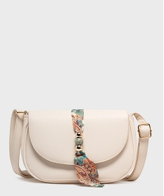 GEMO Sac besace demi-lune à détail foulard femme Beige