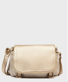 GEMO Sac besace en cuir imitation grainé et tissu pailleté femme Beige