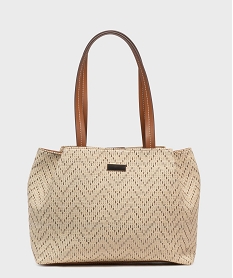 GEMO Sac à main tissé grand format femme Beige