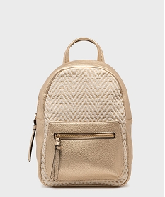 GEMO Sac à dos en matière métallisées et textile femme Jaune