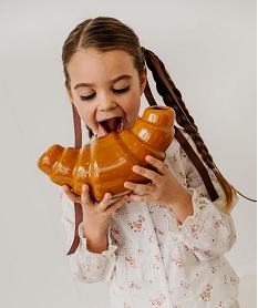 GEMO Blouse manches longues en voile ajouré et fleuri fille Beige