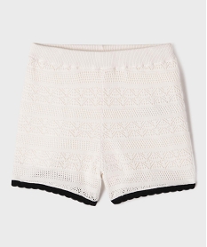 GEMO Short en maille crochetée fille blanc standard