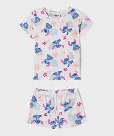 GEMO Pyjashort en coton à motif Stitch fille - Disney Blanc