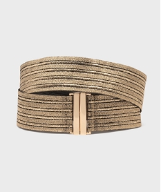 GEMO Ceinture large élastique avec fermeture à clipser femme dore
