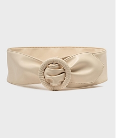 GEMO Ceinture large et souple à boucle ronde femme Beige