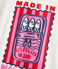tee-shirt manches courtes en jersey de coton imprime graphique fille blanc standard tee-shirtsL100601_2