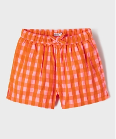 GEMO Short à carreaux avec taille élastique fille Orange