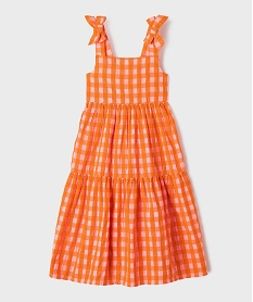 GEMO Robe à carreaux avec volants et noeud sur les bretelles fille Orange