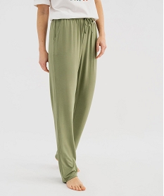 GEMO Pantalon de pyjama fluide avec taille ajustable femme vert standard
