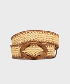 GEMO Ceinture tressée à boule ovale en bois beige standard