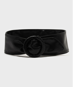 GEMO Ceinture large et souple à boucle ronde femme noir standard