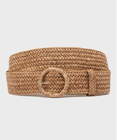 GEMO Ceinture large tressée à boucle ronde femme Brun