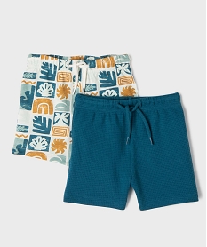 GEMO Short en coton fluide avec taille ajustable bébé garçon (lot de 2) bleu standard
