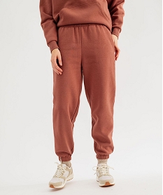 GEMO Pantalon de jogging en molleton uni à taille élastiquée femme marron standard