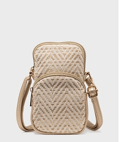 GEMO Pochette en matière métallisées et textile femme Jaune