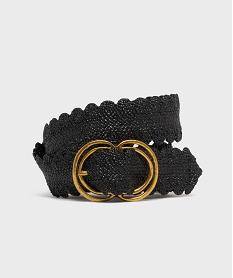 GEMO Ceinture large tressée et festonnée à grosse boucle fantaisie femme noir standard