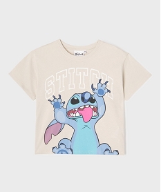 GEMO Tee-shirt manches courtes oversize à motif Stitch fille - Disney beige standard