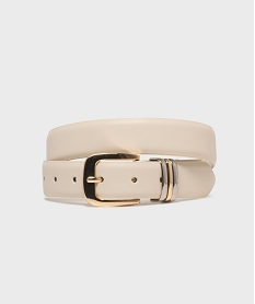 GEMO Ceinture lisse à boucle métal brillante femme Beige