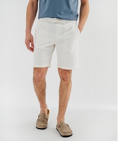 GEMO Bermuda regular en coton stretch à taille élastiqué homme blanc standard