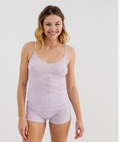 GEMO Pyjashort à motifs fleuris en coton biologique femme Violet