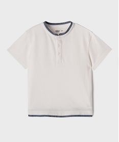 GEMO Tee-shirt tunisien à manches courtes en maille piquée garçon blanc standard