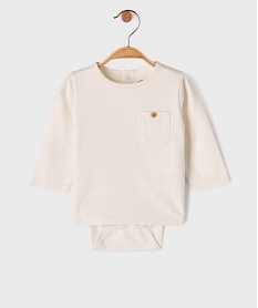 GEMO Tee-shirt manches longues body 2 en 1 bébé mixte blanc standard