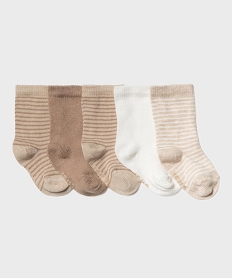 GEMO Chaussettes unies et rayées bébé (lot de 5) Beige