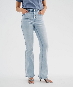 GEMO Jean bootcut taille haute en denim stretch femme Bleu
