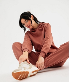 GEMO Sweat à capuche en molleton uni femme marron standard