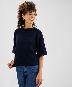 GEMO Pull manches courtes ample et douillet femme Bleu