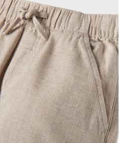 GEMO Pantalon en coton et lin avec taille ajustable garçon beige chine