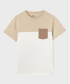 GEMO Tee-shirt manches courtes en jersey de coton flammé garçon Beige