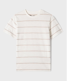 GEMO Tee-shirt manches courtes en jersey de coton flammé rayé garçon Beige