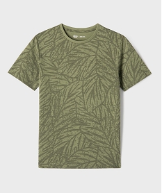 GEMO Tee-shirt manches courtes en jersey de coton imprimé feuillage garçon Vert