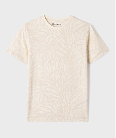 GEMO Tee-shirt manches courtes en jersey de coton imprimé feuillage garçon Beige