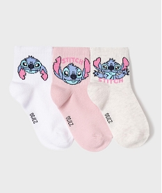 GEMO Chaussettes courtes à motifs Stitch fille (lot de 3) - Disney blanc standard
