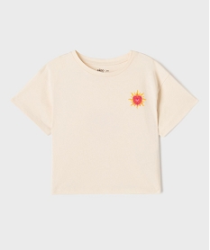GEMO Tee-shirt manches courtes imprimé devant et dos fille Beige